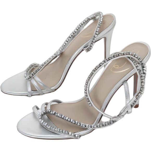 Sam Edelman Granger Women's Silver Strappy Heels Size 8 - Elegant Style - Picture 2 of 6